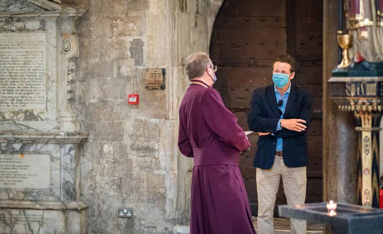 The Minister greeting Head Verger Howard