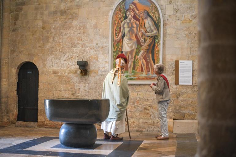 St Richard looking at the Cathedral's art 