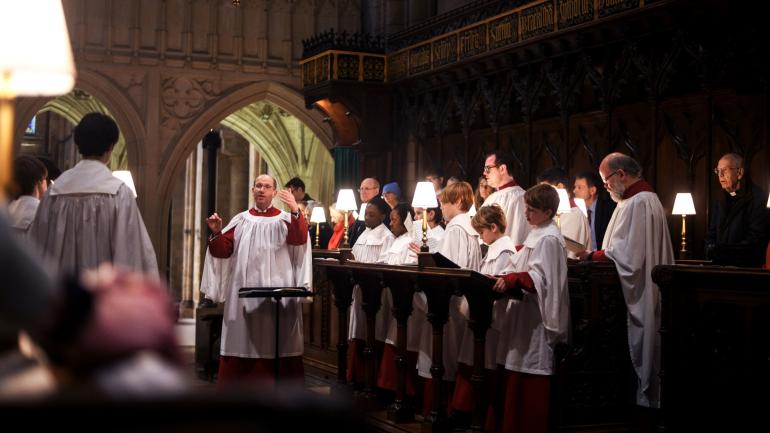 The Chichester choir singing at Choral Evensong