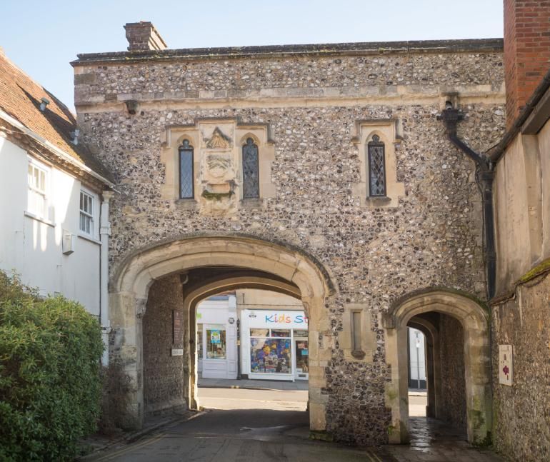 Canon Gate, the historic stone gateway to the Cathedral Close
